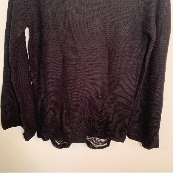 Say What? Mock Neck Sweater Black Ripped - Picture 4 of 10